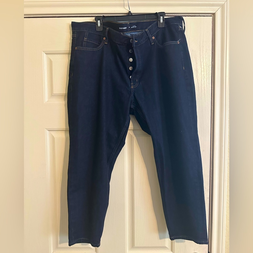 Old Navy Slouchy Taper High Rise Dark Denim button fly Jeans size 18 and NWOT